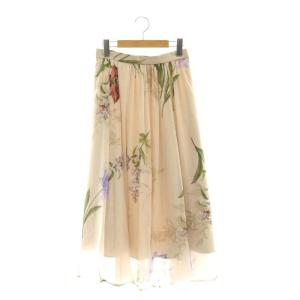 ボタニカル大花スカート フレア ロング シアー 2 ベージュ マルチカラー /CX OS