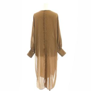 BALLSEY 総柄 長袖ワンピース ミモレ ロング 36 茶 ブラウン /AT OS