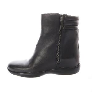PRADA SPORT リネアロッサ サイドジップ ショートブーツ レザー ITA37.5 24.5cm 黒 ブラック /SB