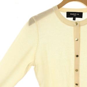 PAULE KA ウールクルーネックカーディガン ニット S アイボリー /DO OS