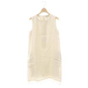 リネン 裾フリンジ ノースリーブワンピース 36 オフホワイト /CX OS