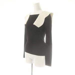 CELFORD 23SS ビックカラースクエアニットプルオーバー カットソー 長袖 リブ F 黒 ブラック 白 ホワイト