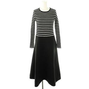 ホールガーメントニットフレアワンピース ロング S ブラック /DF OS
