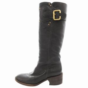 Chloe パディントンロングブーツ ローヒール レザー 36 黒 ブラック /GV