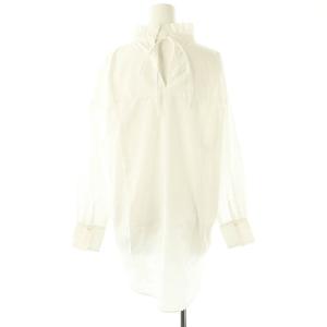 ESTNATION スタンドフリルブラウス プルオーバー 長袖 38 ホワイト /DF OS