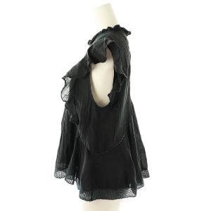 ISABEL MARANT ETOILE フリル ブラウス プルオーバー ノースリーブ 34 ブラック /DF OS