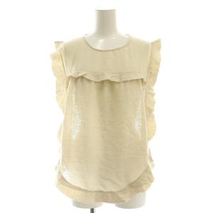 シルク フリル ブラウス ノースリーブ 36 ベージュ /HK OS