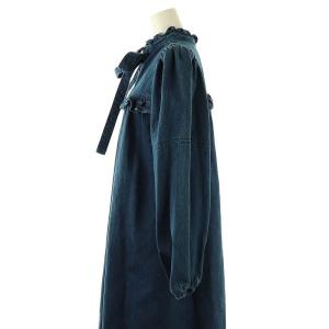 SEVEN TEN by MIHO KAWAHITO ハイネックデニムワンピース フリル S ブルー