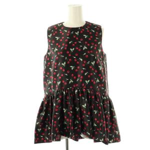 チェリー柄 ブラウス チュニック 黒 赤 緑 /MI OS
