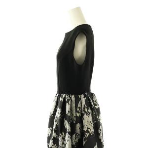 CELFORD ジャガードドッキングワンピース ロング ノースリーブ 36 ブラック チャコールグレー マルチカラー /DO