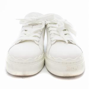 Chloe スニーカー シューズ レースアップ レザー 36 白 ホワイト /JS