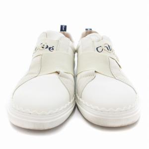 Chloe スリッポン スニーカー シューズ ロゴ刺繍 レザー 36 白 ホワイト /JS