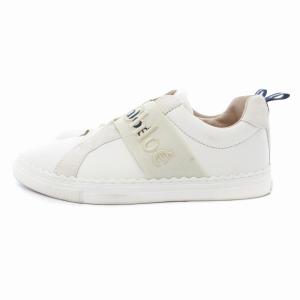 Chloe スリッポン スニーカー シューズ ロゴ刺繍 レザー 36 白 ホワイト /JS