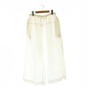 リネン近江晒レースドロワーズロングパンツ ストレート イージー F 白 ホワイト /AT OS