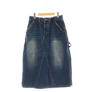 デニムスカート フレア ミモレ ロング ボタンフライ 1 紺 ネイビー /AT OS
