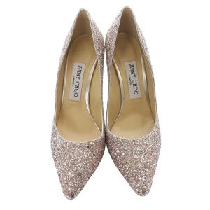 JIMMY CHOO ROMY 85 グリッター パンプス ピンヒール 36.5 ピンク シルバー色 /SR21