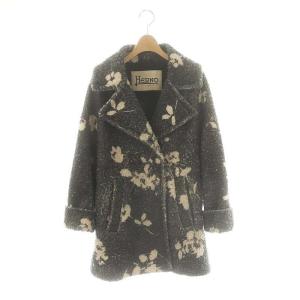 CA0333D 総柄 コート チェスター 38 グレー アイボリー /MI OS