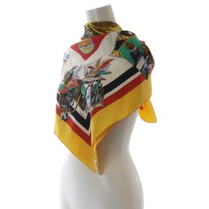 HERMES スカーフ カレ90 THE ORIGINAL NEW ORLEANS CREOLE JAZZ シルク イエロー