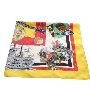 HERMES スカーフ カレ90 THE ORIGINAL NEW ORLEANS CREOLE JAZZ シルク イエロー