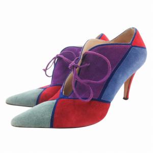 パンプス ヒール ポインテッドトゥ リボン スエード 35 マルチカラー /GV