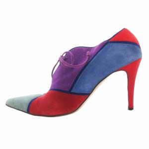 Nebuloni パンプス ヒール ポインテッドトゥ リボン スエード 35 マルチカラー /GV