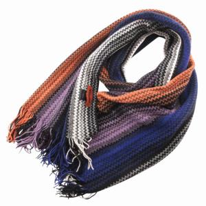 大判ニットマフラー ストール フリンジ ヘリンボーン柄 カシミア マルチカラー /GV