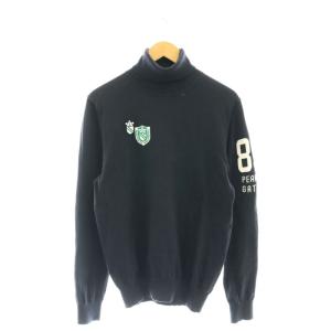 タートルネックコットンニットプルオーバー セーター 長袖 4 紺 ネイビー /AT OS