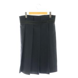 THE RERACS THERERACS ザリラクス ラップ ビッグプリーツスカート ひざ丈 ウール 36 紺 ネイビー /AT OS