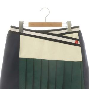 archivio 配色プリ?ツ ミニスカート ゴルフウェア 40 紺 ネイビー 緑 グリーン /AT OS