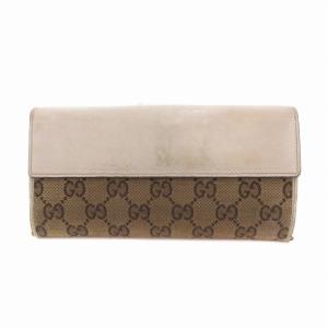GUCCI 203550 ハートホック 長財布 ウォレット GGキャンバス レザー ロゴ 茶 ブラウン /FT