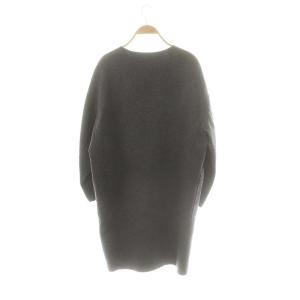 ADORE ウール ジップアップ ノーカラーコート ロング 38 グレー /HK OS