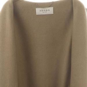 ADORE ウール ジップアップ ノーカラーコート ロング 38 グレー /HK OS