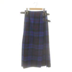 124-91 WOOL LONG KILT SKIRT ラップスカート 巻きスカート プリーツ チェック柄