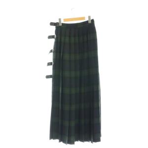 KEITA MARUYAMA ウールチェックプリーツロングスカート ラップスカート 巻きスカート 1 グリーン マルチカラー /ES