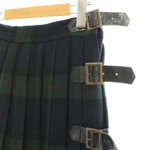 KEITA MARUYAMA ウールチェックプリーツロングスカート ラップスカート 巻きスカート 1 グリーン マルチカラー /ES