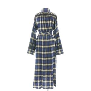 KEITA MARUYAMA ネルチェックレース配色シャツワンピース ロング 長袖 ネイビー /HK OS SH