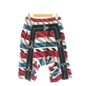 BERNHARD WILLHELM シザープリント総柄ニットショートパンツ サルエルパンツ ハーフ M レッド マルチカラー /ES OS