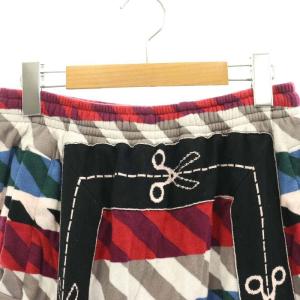 BERNHARD WILLHELM シザープリント総柄ニットショートパンツ サルエルパンツ ハーフ M レッド マルチカラー /ES OS