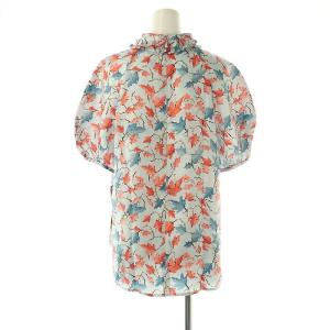 René TISSUE生地 シルク プリントブラウス 36 水色 マルチカラー /MI OS SH