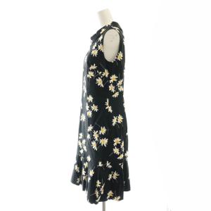 René デイジープリント ノースリーブワンピース ひざ丈 36 黒 ブラック /AT OS SH