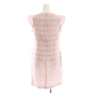 René チェック フレンチスリーブワンピース ひざ丈 36 ピンク 白 ホワイト /AT OS SH