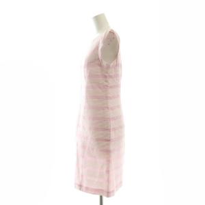 René チェック フレンチスリーブワンピース ひざ丈 36 ピンク 白 ホワイト /AT OS SH