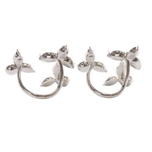 René 指輪 リング フラワーモチーフ クリスタル 2個セット 9号 12号 シルバー色 /YO7 SH