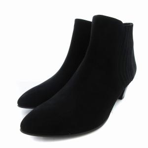 美品 ウォーターマッサージ WATER MASSAGE ブーティ サイドジップ ヒール スエード 24.5cm