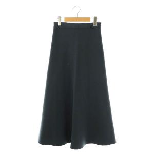 ウールミラノリブ フレア ロング スカート ニット 36 青 /MI OS AD