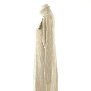 three dots タートルネック リブニット ワンピース ウール S オフホワイト /MI OS AD