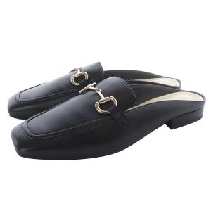 スクエアトゥ ビット ミュール サンダル レザー M 黒 ブラック /SR26 AD