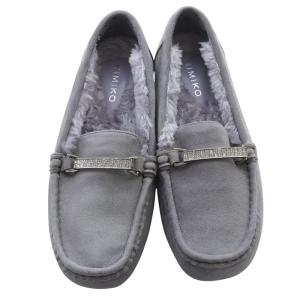 himiko ファー モカシン ローファー シューズ 24cm グレー /SR32 AD