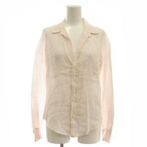 BARRY ピンドット リネン シャツ 長袖 XS ホワイト レッド /DF OS AD