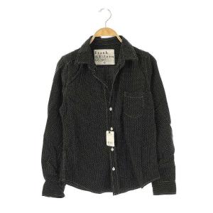 BARRY ピンドット コーデュロイ シャツ 長袖 オープンカラー XS 黒 ブラック /AT OS AD